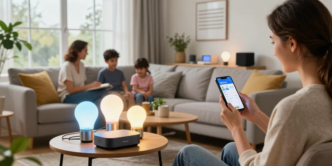 IKEA smart home setup featuring smart lighting and devices in modern living room for a cozy atmosphere.