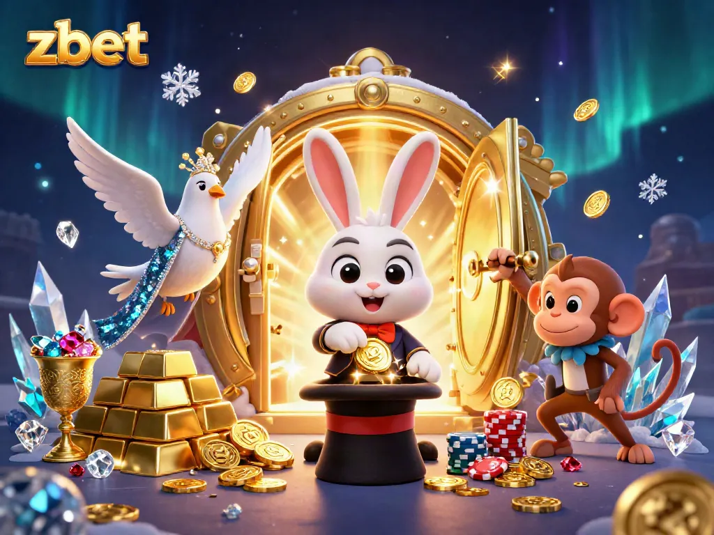 Experience thrilling gaming with zbet in a vibrant 3D casino fantasy scene featuring magical characters.