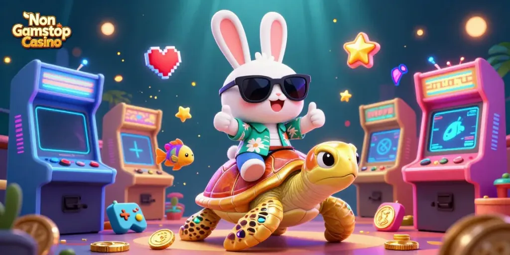 Engage with the vibrant Non Gamstop Casino scene featuring animated characters in a playful underwater environment.