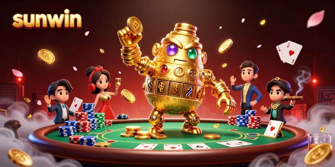 Sunwin players enjoy thrilling casino action with engaging poker tables and gold coins.